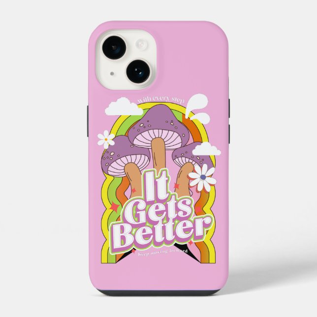 Coque iPhone Ça s'améliore | Rétro de bonnes vibrations et ambi (Verso)
