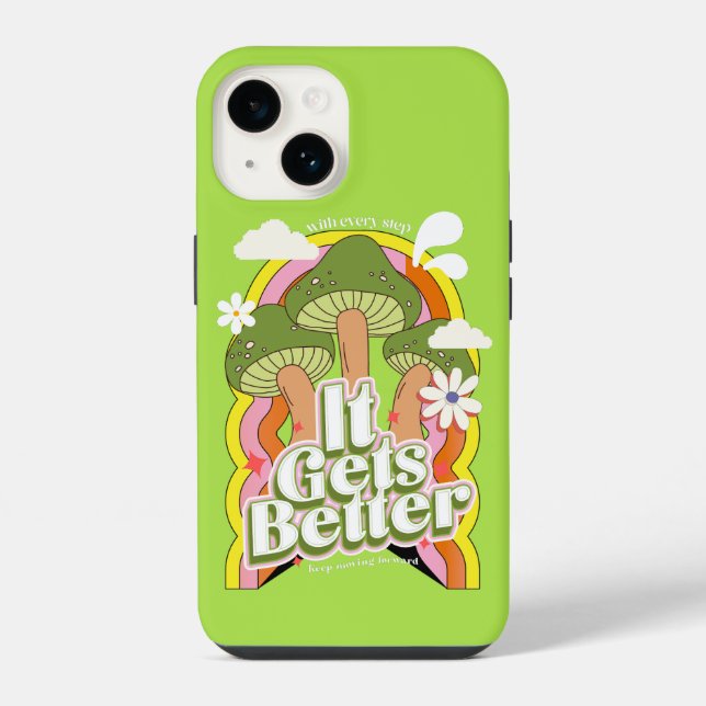 Coque iPhone Ça s'améliore | Rétro de bonnes vibrations et ambi (Verso)