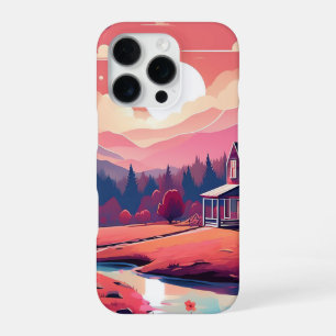 Coque iPhone 16 Pro Cabane rustique au bord du ruisseau automnal_étui