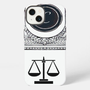 Etui iPhone 13 CABINET JURIDIQUE JUSTICE, AVOCAT Monogramme Blanc