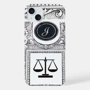 Coque iPhone 15 Plus CABINET JURIDIQUE JUSTICE,AVOCAT Monogramme blanc