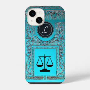 Coque Pour iPhone 14 CABINET JURIDIQUE JUSTICE, AVOCAT Monogramme Bleu