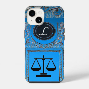 Coque Pour iPhone 14 CABINET JURIDIQUE JUSTICE, AVOCAT Monogramme bleu