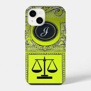 Coque Pour iPhone 14 CABINET JURIDIQUE JUSTICE, AVOCAT Monogramme Jaune