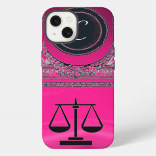 Etui iPhone 13 CABINET JURIDIQUE JUSTICE, AVOCAT Monogramme Rose