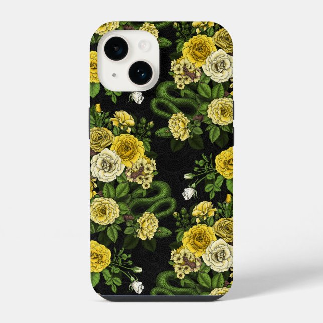 Coque iPhone Caché en rose, jaune et vert (Verso)
