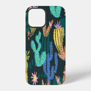 Coque iPhone 12 Cactus dessiné à la main : sans couture scandinave