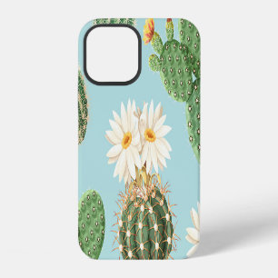 Coque iPhone 12 Cactus, fleurs roses : décor clair