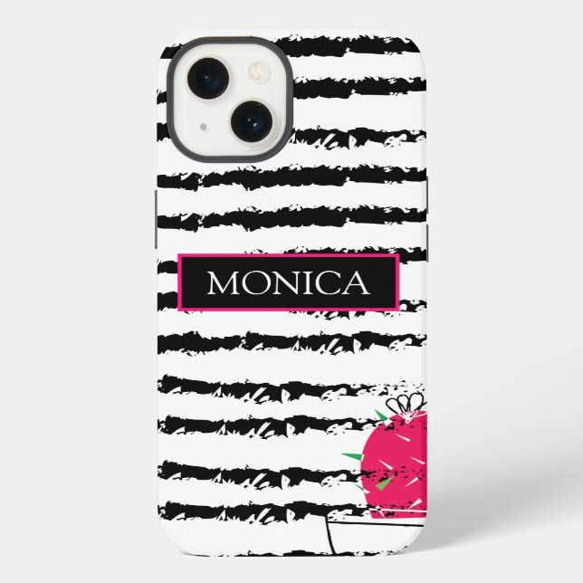 Coque iPhone Cactus Rose Monogramme (Verso)