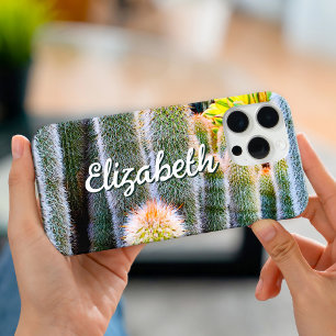 Coque iPhone 16 Pro Max Cactus Succulent Vert Flou Photo Nom Personnalisé