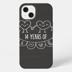 Etui iPhone 13 Cadeau 14e anniversaire coeurs de craie