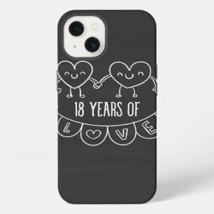 Etui iPhone 13 Cadeau 18e anniversaire Craies coeurs