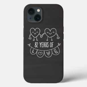 Etui iPhone 13 Cadeau 82e Anniversaire Cœurs de Craie