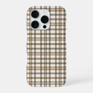 Coque iPhone 16 Pro Cadeau à carreaux beige et marron de ferme rustiqu