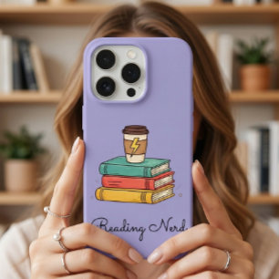 Coque iPhone 15 Pro Cadeau d'amour viral nerd de livres mignons violet