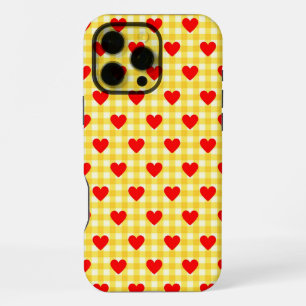 Coque iPhone 16 Pro Max Cadeau de la Saint-Valentin Cœur Rouge Gingham Jau