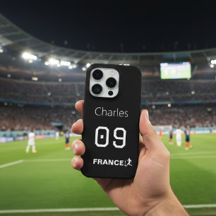 Coque iPhone 15 Pro Cadeau de nom de numéro personnalisé de football d
