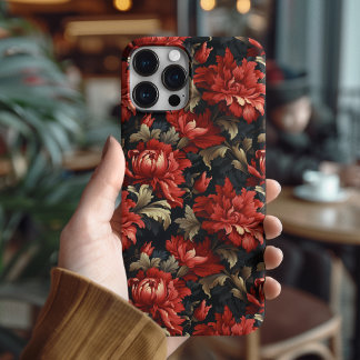 Coque iPhone 16 Pro Cadeau de pivoine florale rouge de luxe pour petit