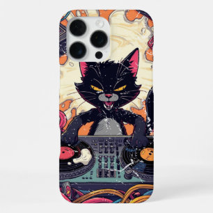 Coque iPhone 16 Pro Max Cadeau drôle de DJ Chat Noir