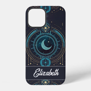 Coque iPhone 12 Cadeau personnalisé croissant de lune et étoiles c