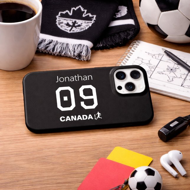 Coque iPhone Cadeau personnalisé d'athlète de soccer Canada (Créateur téléchargé)