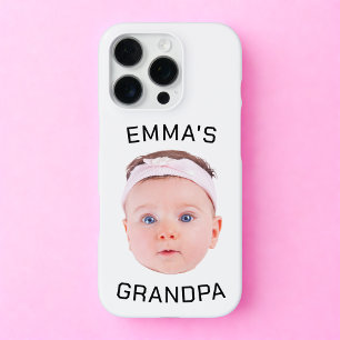 Coque iPhone 16 Pro Cadeau pour grand-père, visage de bébé personnalis