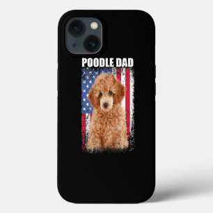 Etui iPhone 13 Cadeau pour papa chien caniche drapeau américain v