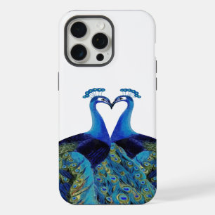 Coque iPhone 15 Pro Max Cadeaux de mariage Paons s'embrassant Vintage
