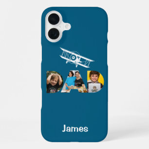 Coque iPhone 16 Plus Cadeaux de photo de papa, monogramme, avion, pilot