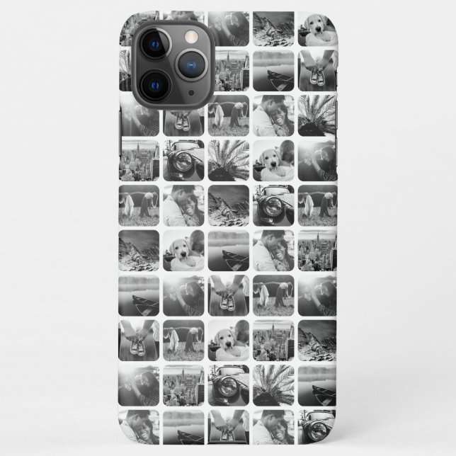 Coque iPhone Cadre blanc arrondi de 10 Modèle de la grille phot (Dos)