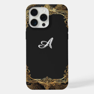 Coque iPhone 15 Pro Max Cadre élégant noir et or
