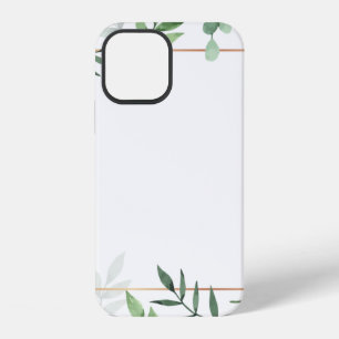 Coque iPhone 12 Cadre feuilles fond aquarelle