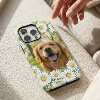 Coque iPhone 16 Pro Cadre photo personnalisé Golden Retriever Daisy Fl