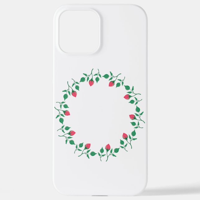 Coque iPhone Cadre rond fleuri avec fleurs roses (Verso)