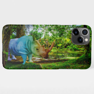 Coque iPhone 11Pro Max Cadre tropical luxuriant de SlipperyJoe rhinoceros