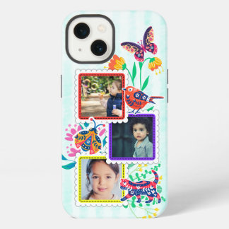 Etui iPhone 13 Cadres photo jouant, oiseau mignon, chat, coccinel