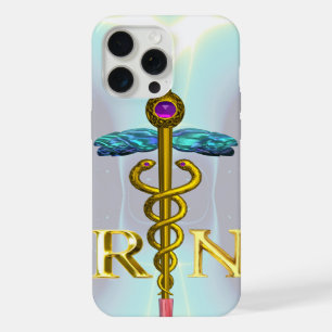 COQUE iPhone 15 PRO MAX CADUCÉE D'OR INSCRIT SYMBOLE D'INFIRMIÈRE ENREGIST