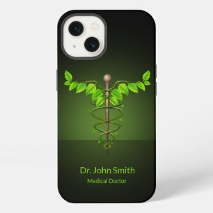 Etui iPhone 13 Caducée Feuilles Vertes Médecine Alternative Holis