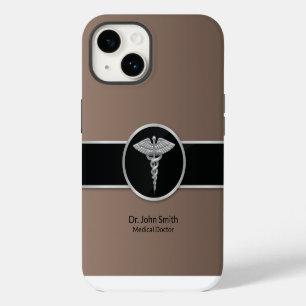 Coque Pour iPhone 14 Caducée Médical Argent Professionnel