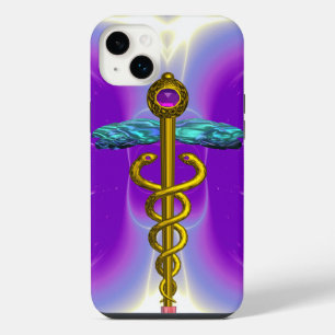CADUCÉE MÉDICAL EN OR SYMBOLE ,Violet Pourpre