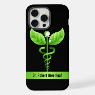 Coque iPhone 15 Pro Max Caducée vert Médecine alternative Symbole médical
