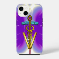 CADUCÉE VÉTÉRINAIRE SYMBOLE D'OR / Fuchsia Violet
