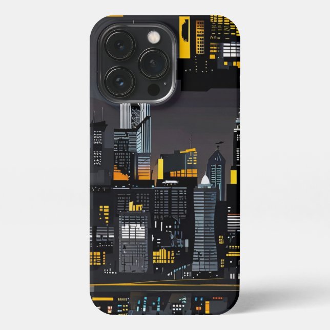 Coque iPhone Caisses de téléphone Cityscape de nuit moderne (Verso)