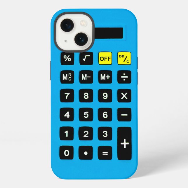 Coque iPhone Calculatrice bleue avec clavier (Verso)