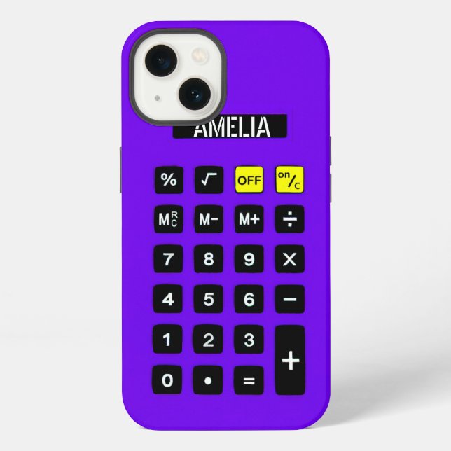 Coque iPhone Calculatrice violette avec pavé numérique     (Verso)