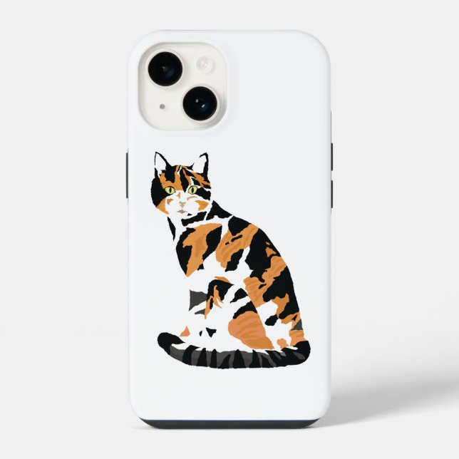 Coque iPhone Calico chat assis (Verso)