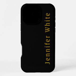 Coque iPhone 16 Pro Max Calligraphie Élégant Rétro Nom Or & Noir