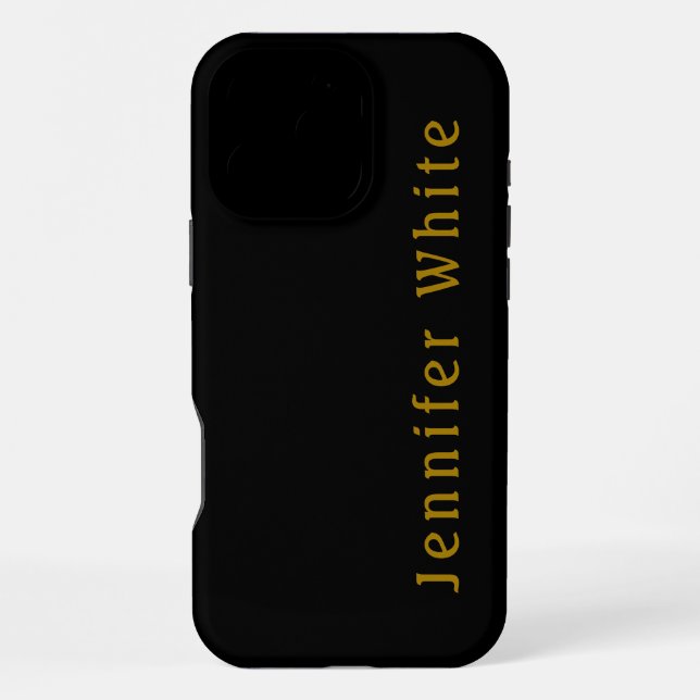 Coque iPhone Calligraphie Élégant Rétro Nom Or & Noir (Verso)