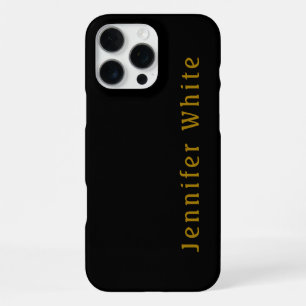 Coque iPhone 16 Pro Max Calligraphie Élégant Rétro Nom Or & Noir