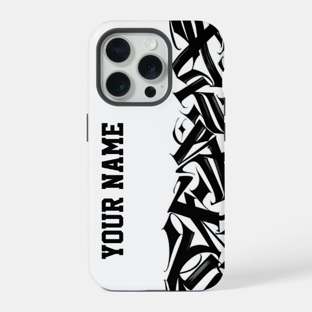 Coque iPhone Calligraphie Urbaine Personnalisée Noir et Blanc M (Verso)